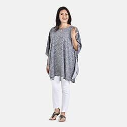 Tamsy 100% Viscose Cloverleaf Pattern Top (One Size 8-18 - Blue