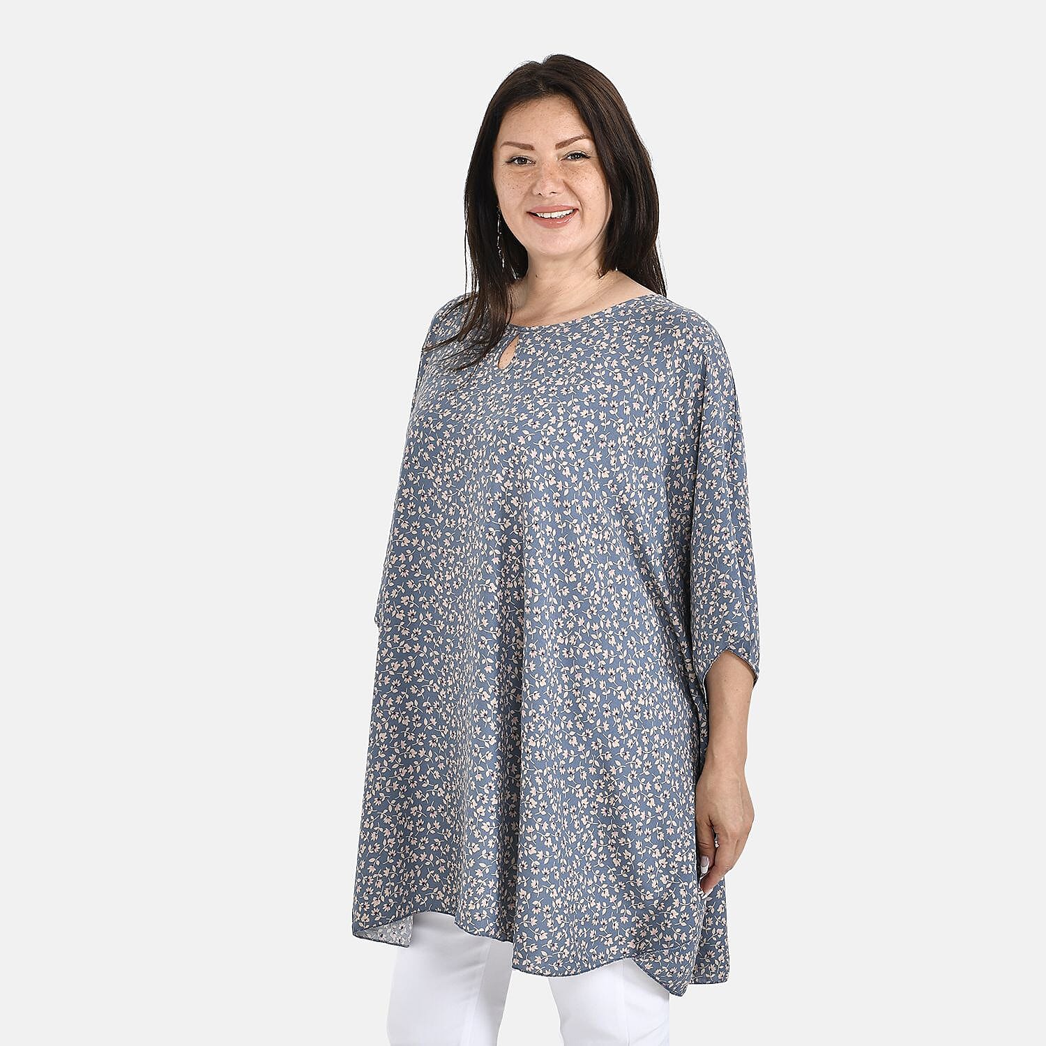 Tamsy 100% Viscose Floral Pattern Top (One Size, 8-18) - Sunset Yellow