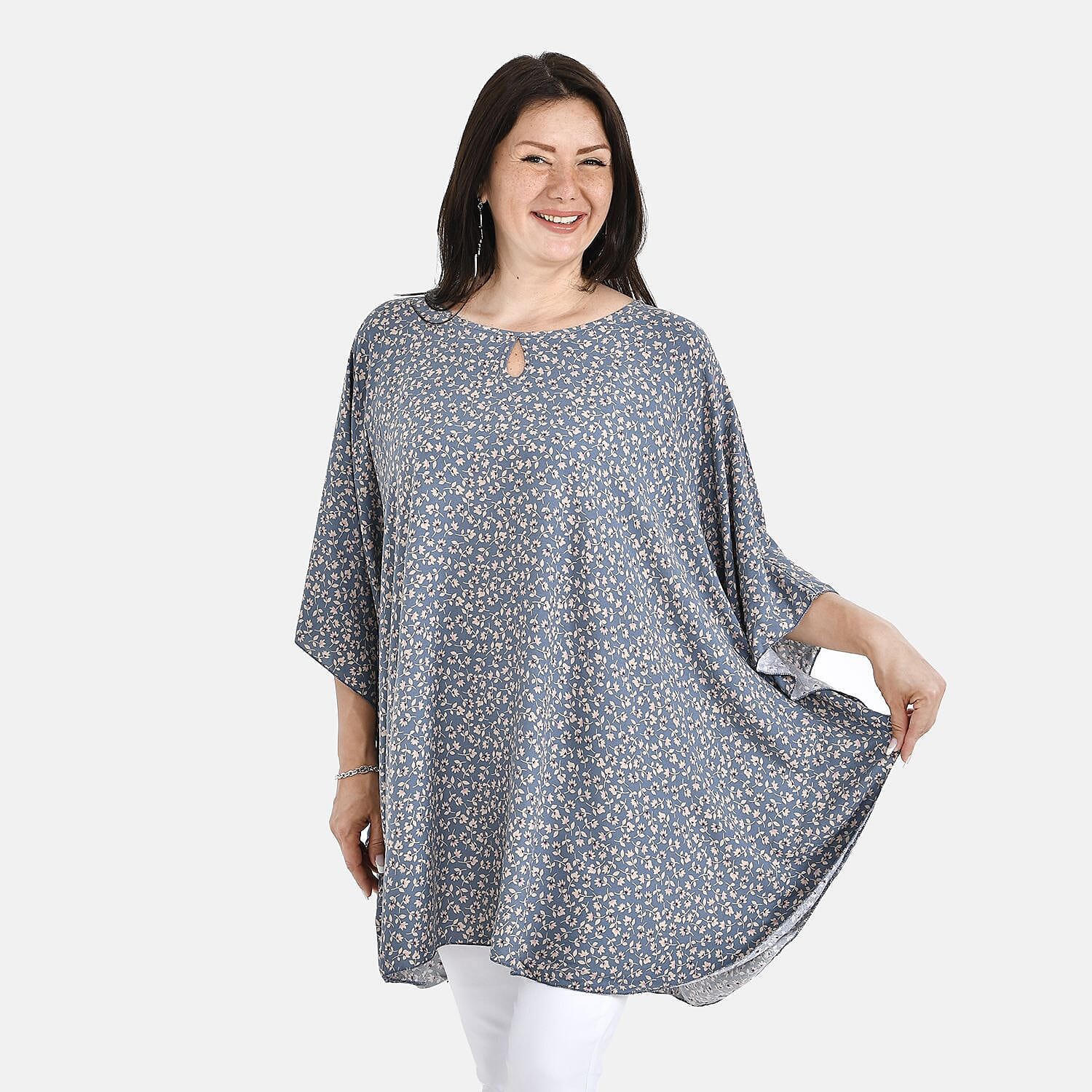 Tamsy 100% Viscose Floral Pattern Top (One Size, 8-18) - Sunset Yellow