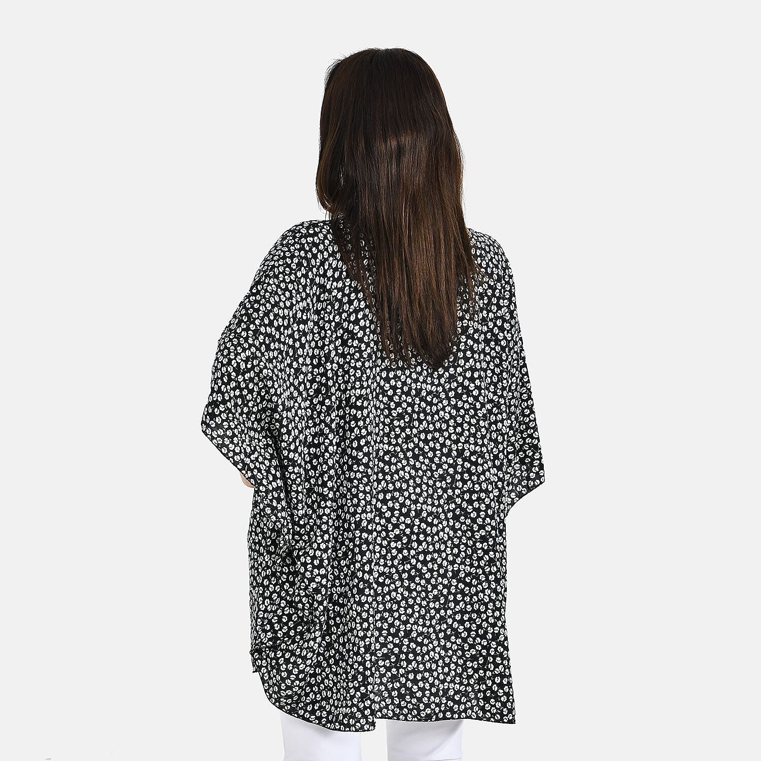 Tamsy 100% Viscose Floral Pattern Top (One Size, 8-18) - Sunset Yellow