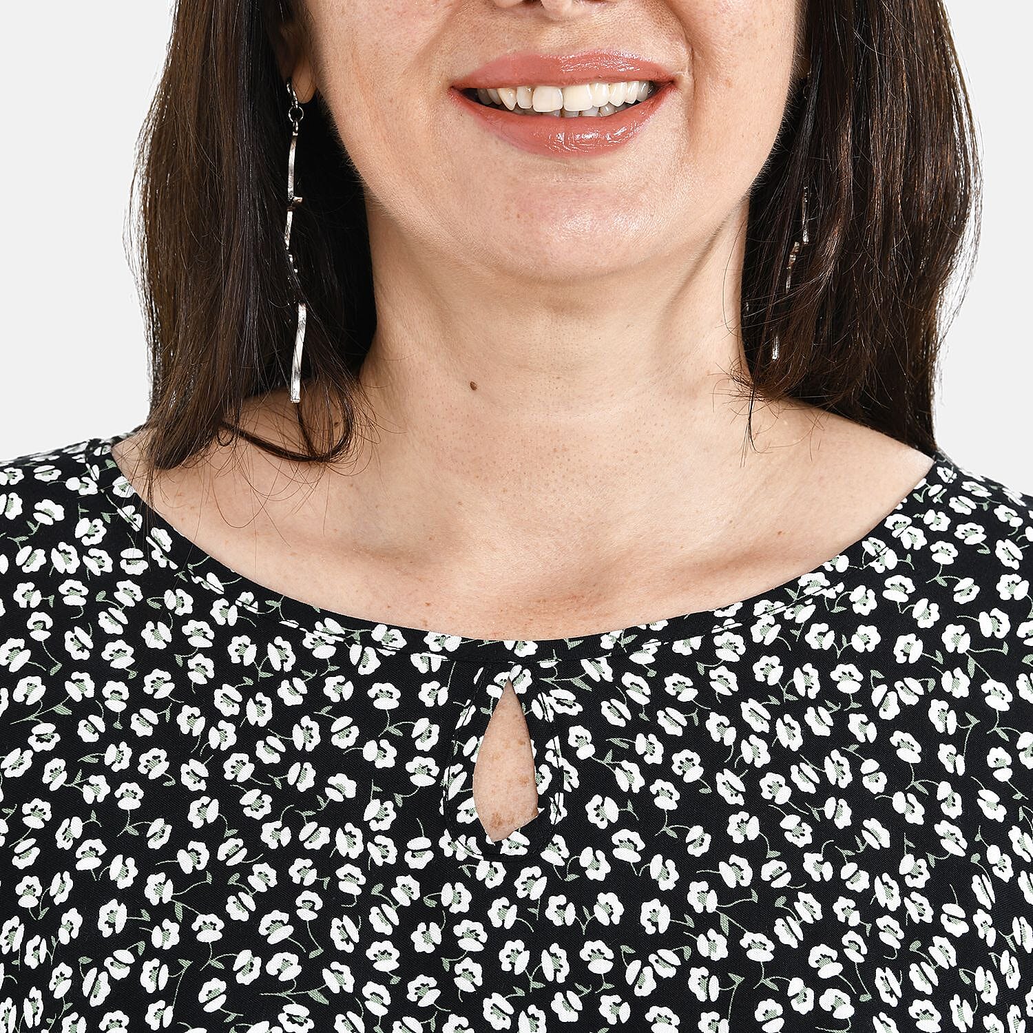 Tamsy 100% Viscose Floral Pattern Top (One Size, 8-18) - Sunset Yellow