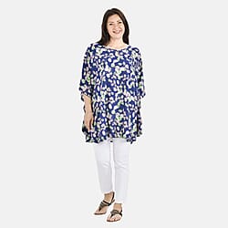 Tamsy 100% Viscose Abstract Print Top (One Size, 8-16) - Black & White