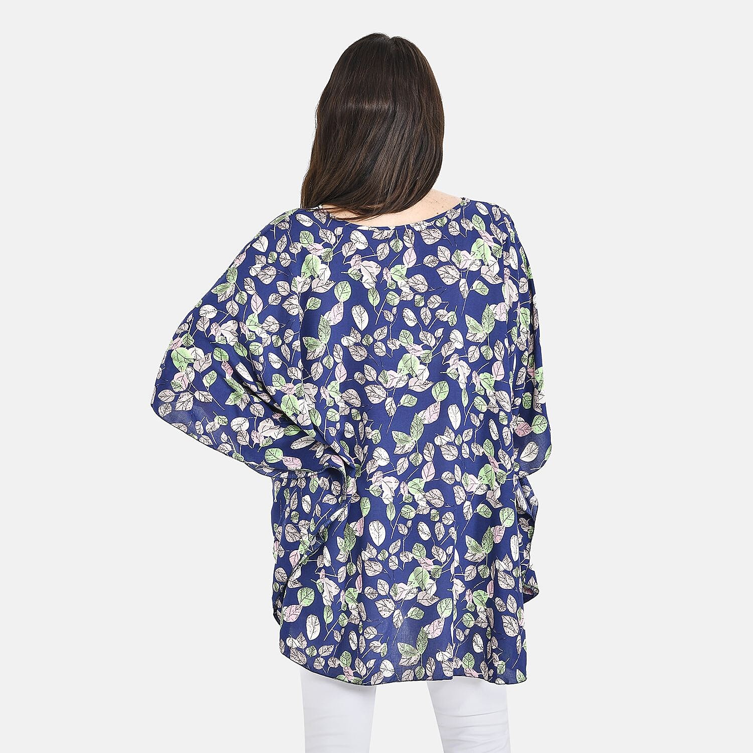 Tamsy 100% Viscose Abstract Print Top (One Size, 8-16) - Black & White