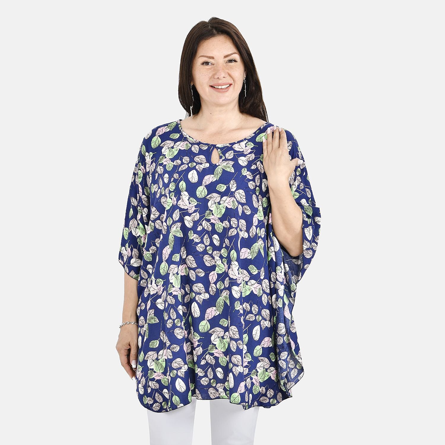 Tamsy 100% Viscose Abstract Print Top (One Size, 8-16) - Black & White