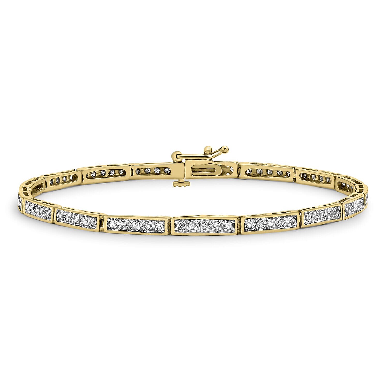 9K Yellow Gold   White Diamond  Bracelet (Size - 6.9) 0.88 ct,  Gold Wt. 4.79 Gms  0.880  Ct.