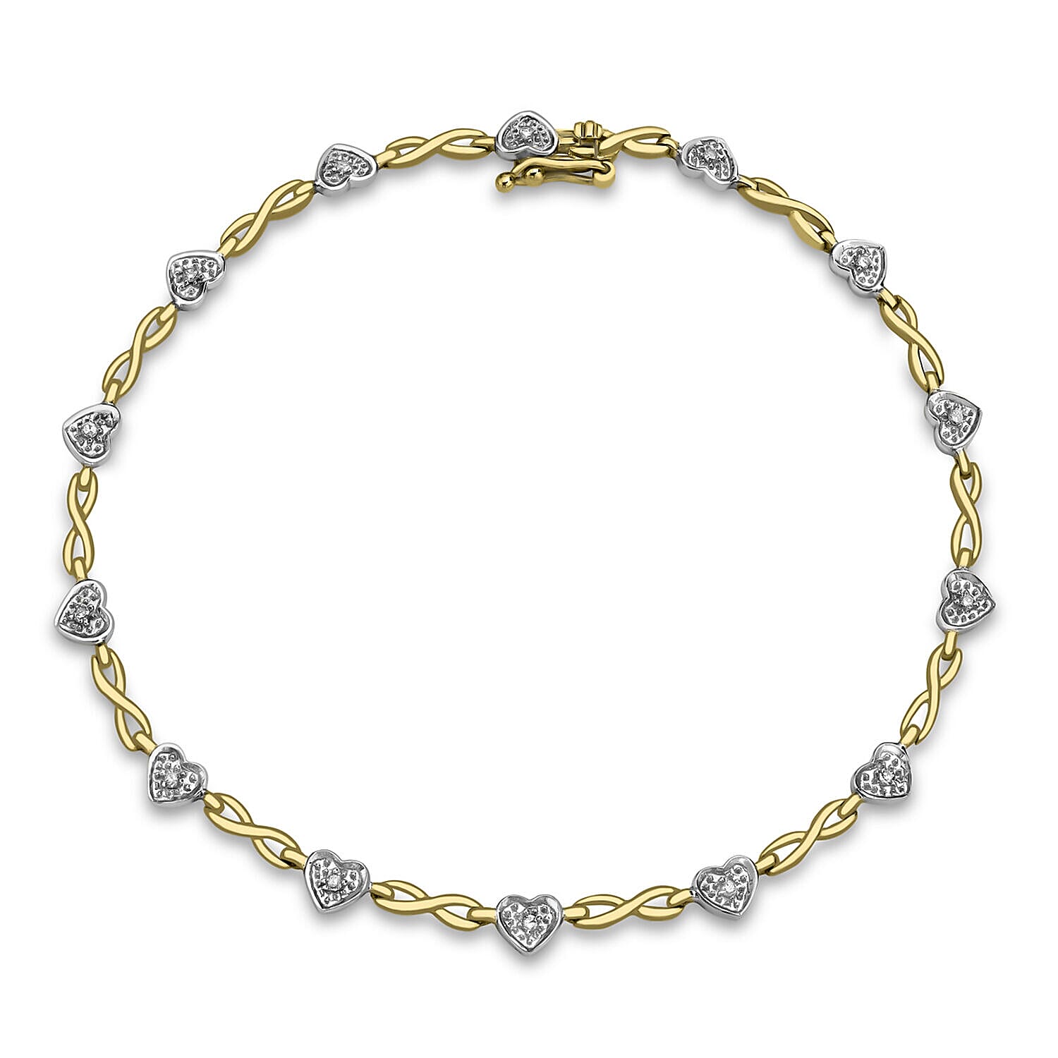 9K Yellow Gold   White Diamond  Bracelet (Size - 7.5) 0.10 ct,  Gold Wt. 4.5 Gms  0.100  Ct.