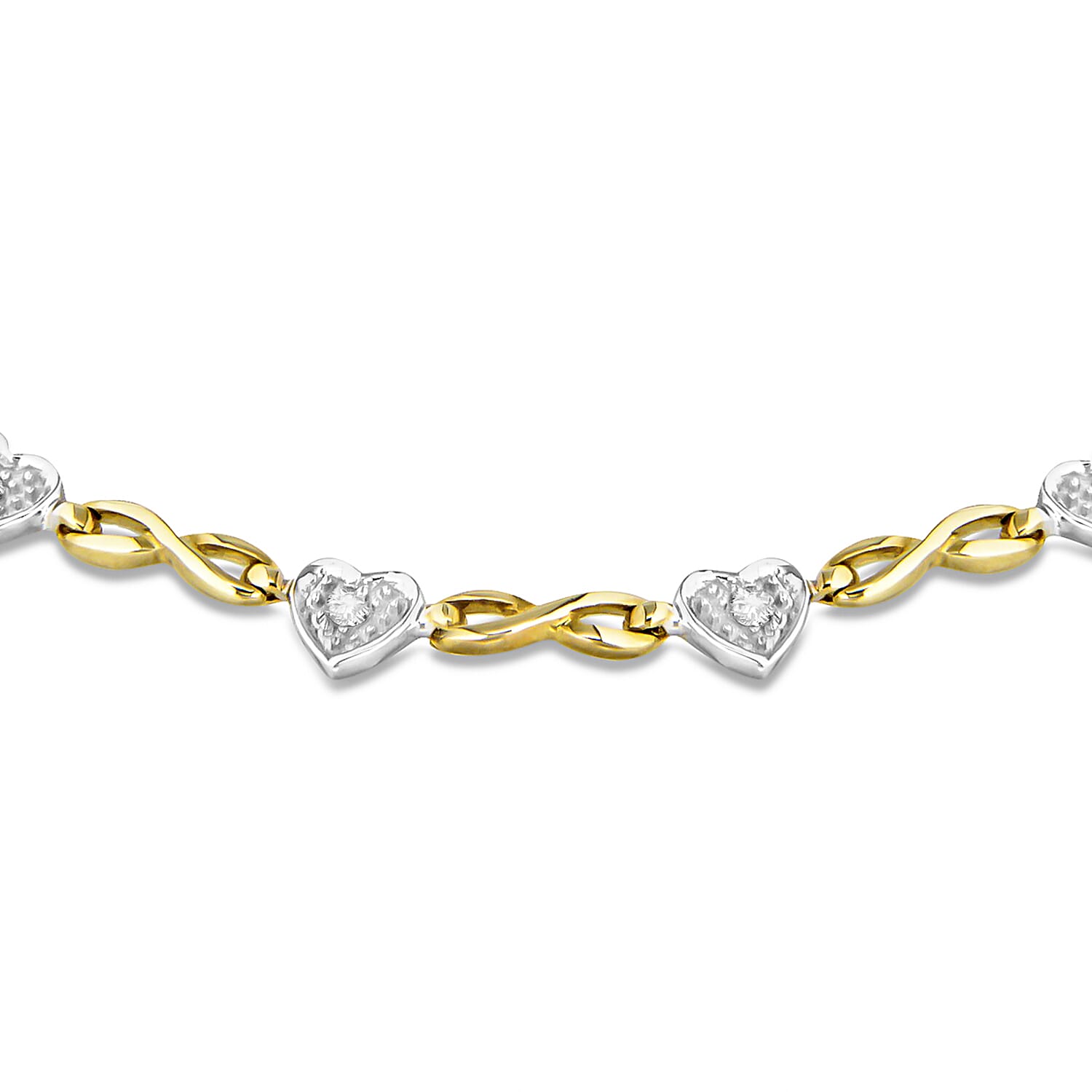 9K Yellow Gold   White Diamond  Bracelet (Size - 7.5) 0.10 ct,  Gold Wt. 4.5 Gms  0.100  Ct.