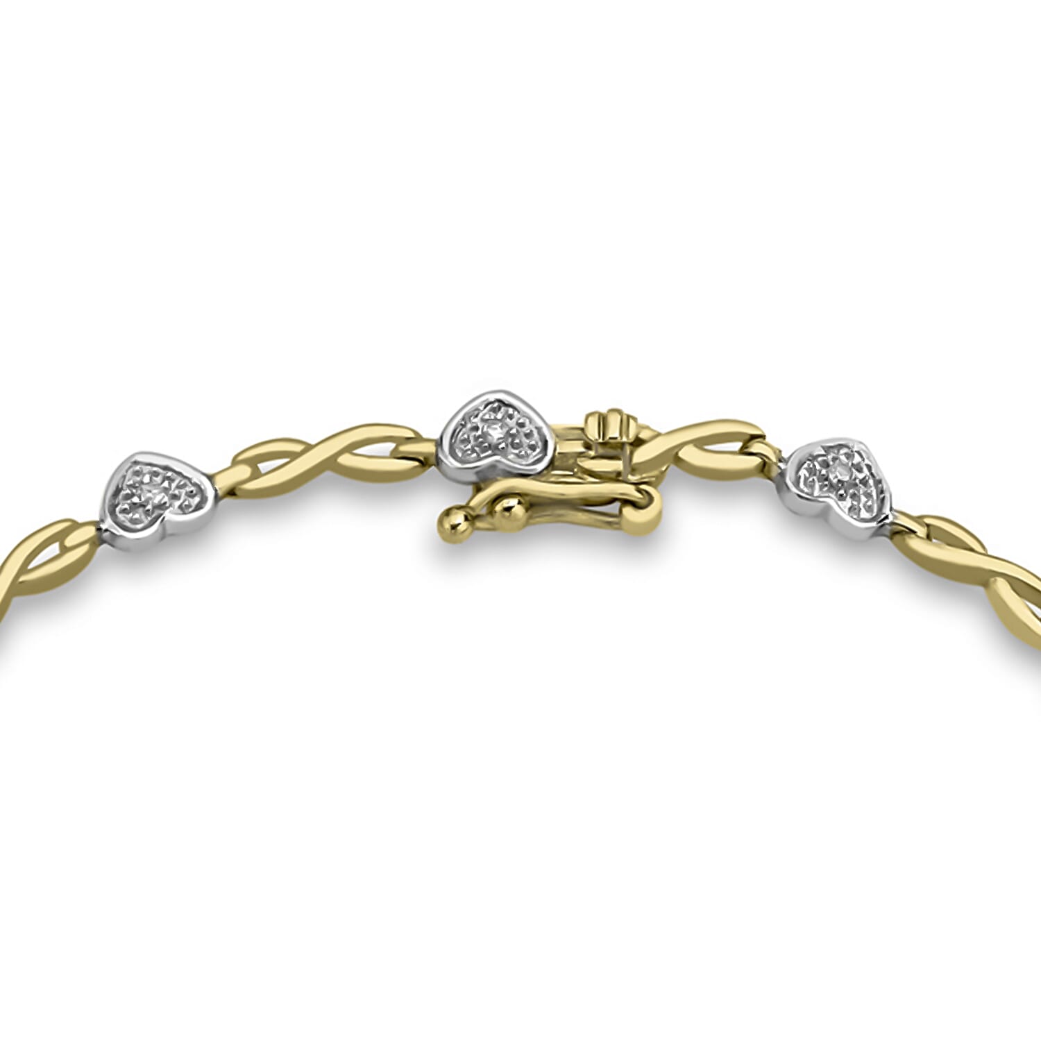 9K Yellow Gold   White Diamond  Bracelet (Size - 7.5) 0.10 ct,  Gold Wt. 4.5 Gms  0.100  Ct.