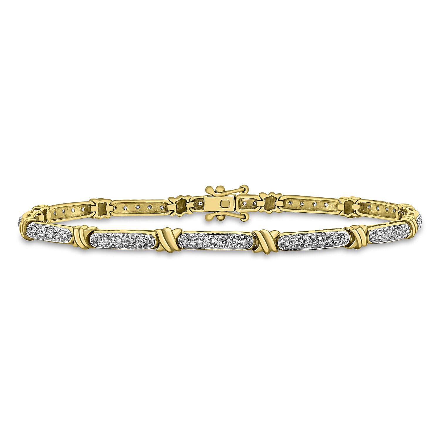 9K Yellow Gold   White Diamond  Bracelet (Size - 7) 0.33 ct,  Gold Wt. 6.2 Gms  0.330  Ct.