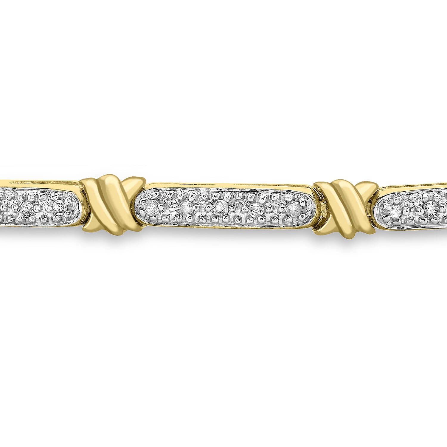 9K Yellow Gold   White Diamond  Bracelet (Size - 7) 0.33 ct,  Gold Wt. 6.2 Gms  0.330  Ct.