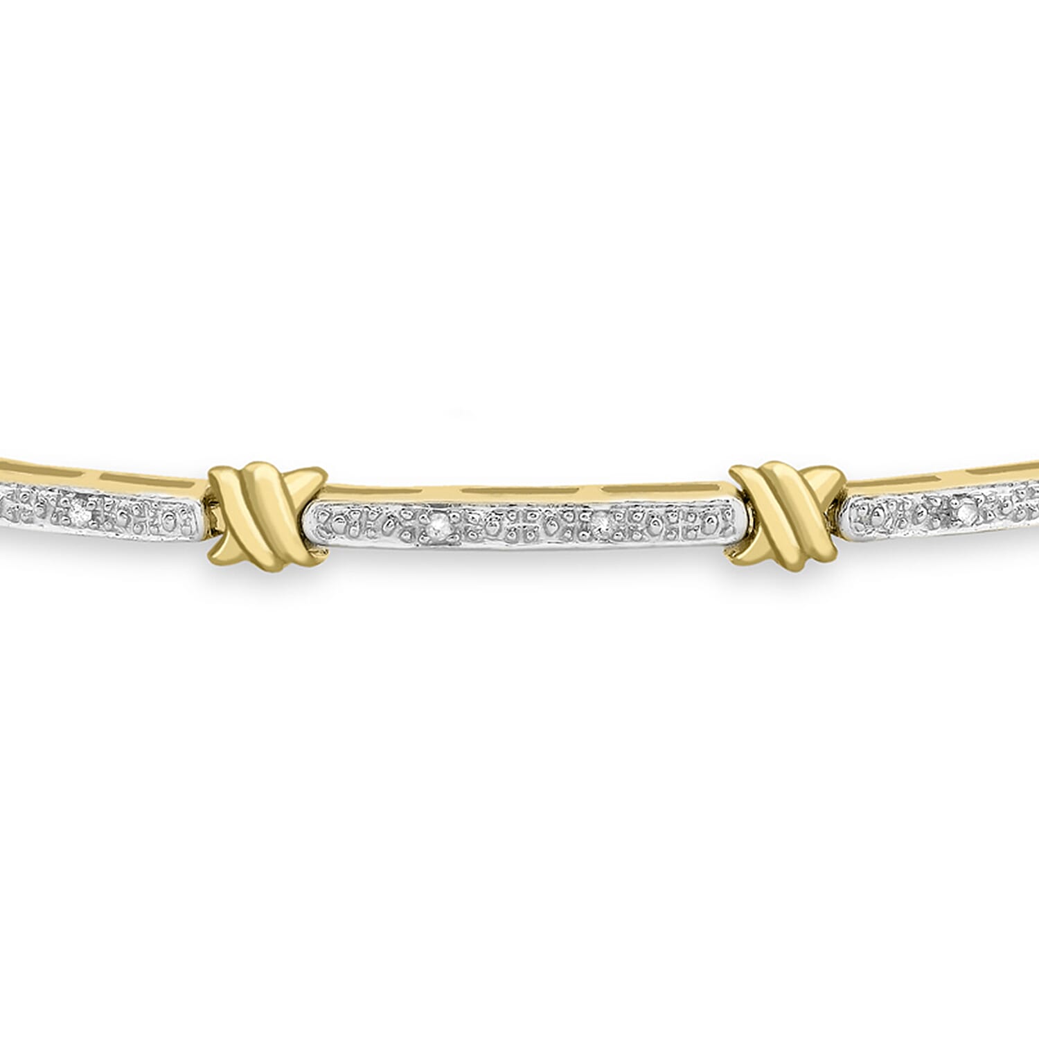 9K Yellow Gold   White Diamond  Bracelet (Size - 7) 0.10 ct,  Gold Wt. 6 Gms  0.100  Ct.