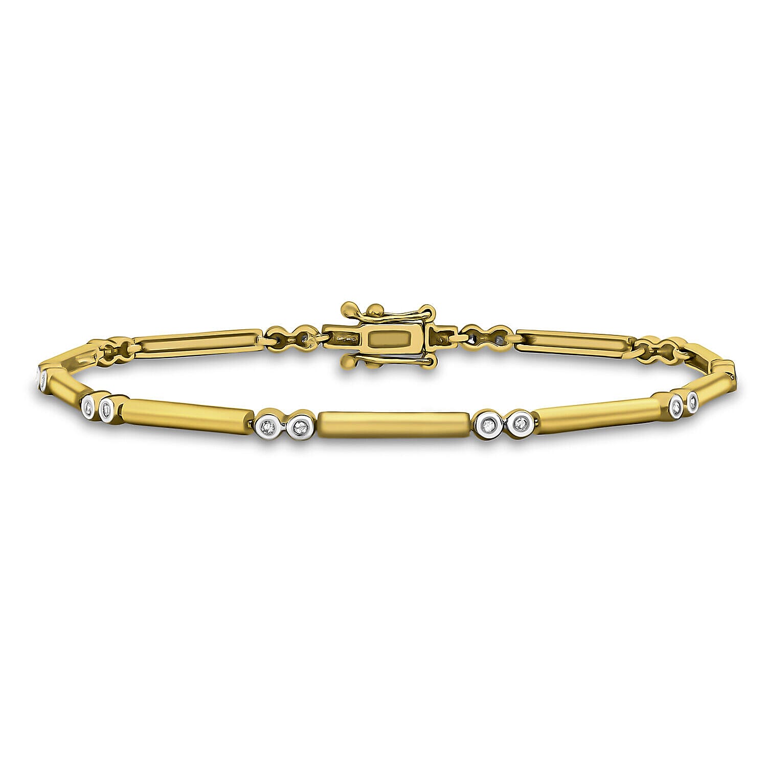 9K Yellow Gold   White Diamond  Bracelet (Size - 7) 0.17 ct,  Gold Wt. 5.3 Gms  0.170  Ct.