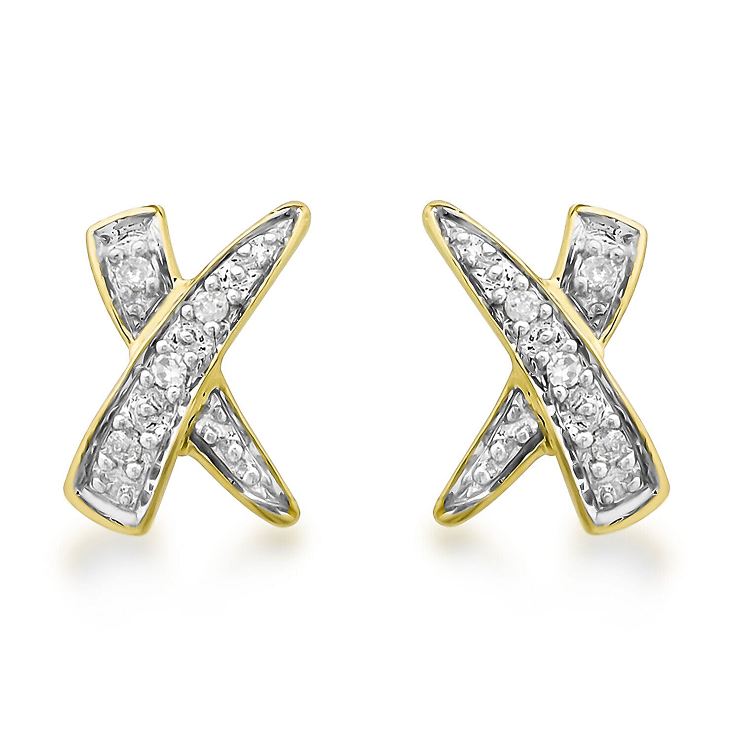 9K Yellow Gold   White Diamond  Earring 0.50 ct,  Gold Wt. 0.91 Gms  0.500  Ct.