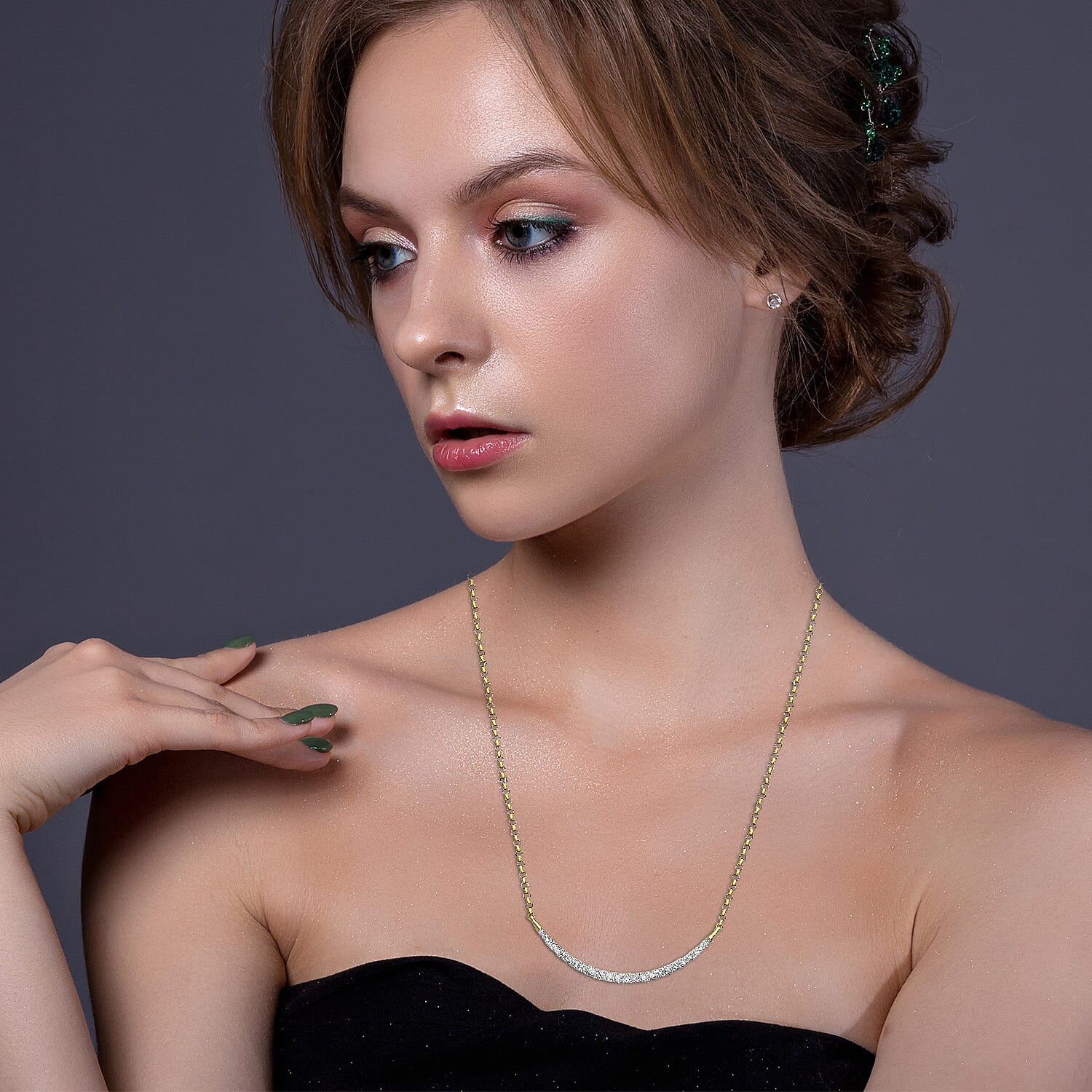 9K Yellow Gold Diamond Necklace (Size - 18) 0.15 Ct