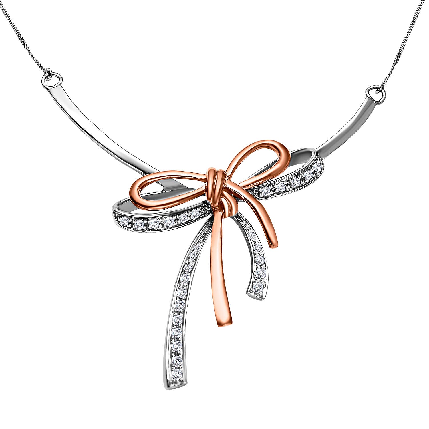 9K White Gold Diamond Necklace (Size - 17.75) 0.043 Ct