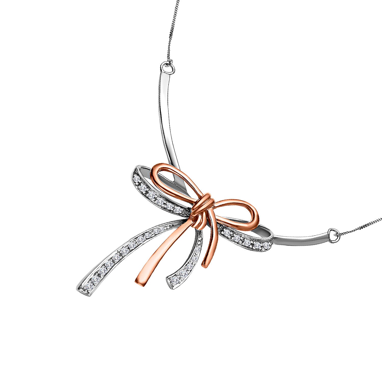 9K White Gold Diamond Necklace (Size - 17.75) 0.043 Ct