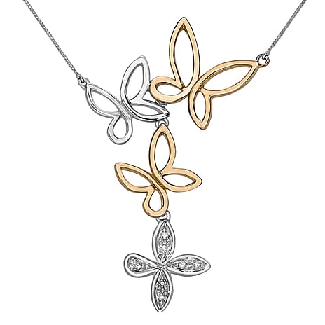 9K Rose Gold Diamond Necklace (Size - 16) 0.04 Ct