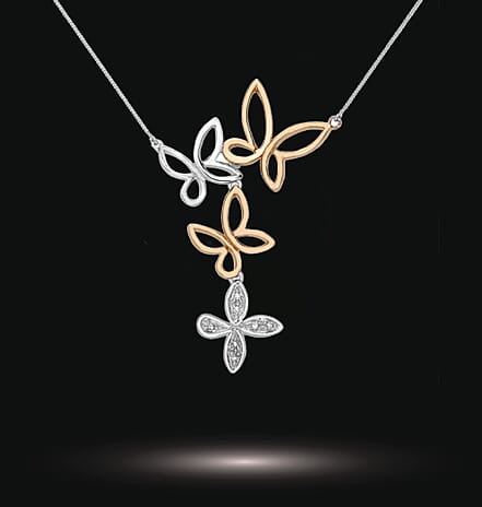 9K Rose Gold Diamond Necklace (Size - 16) 0.04 Ct