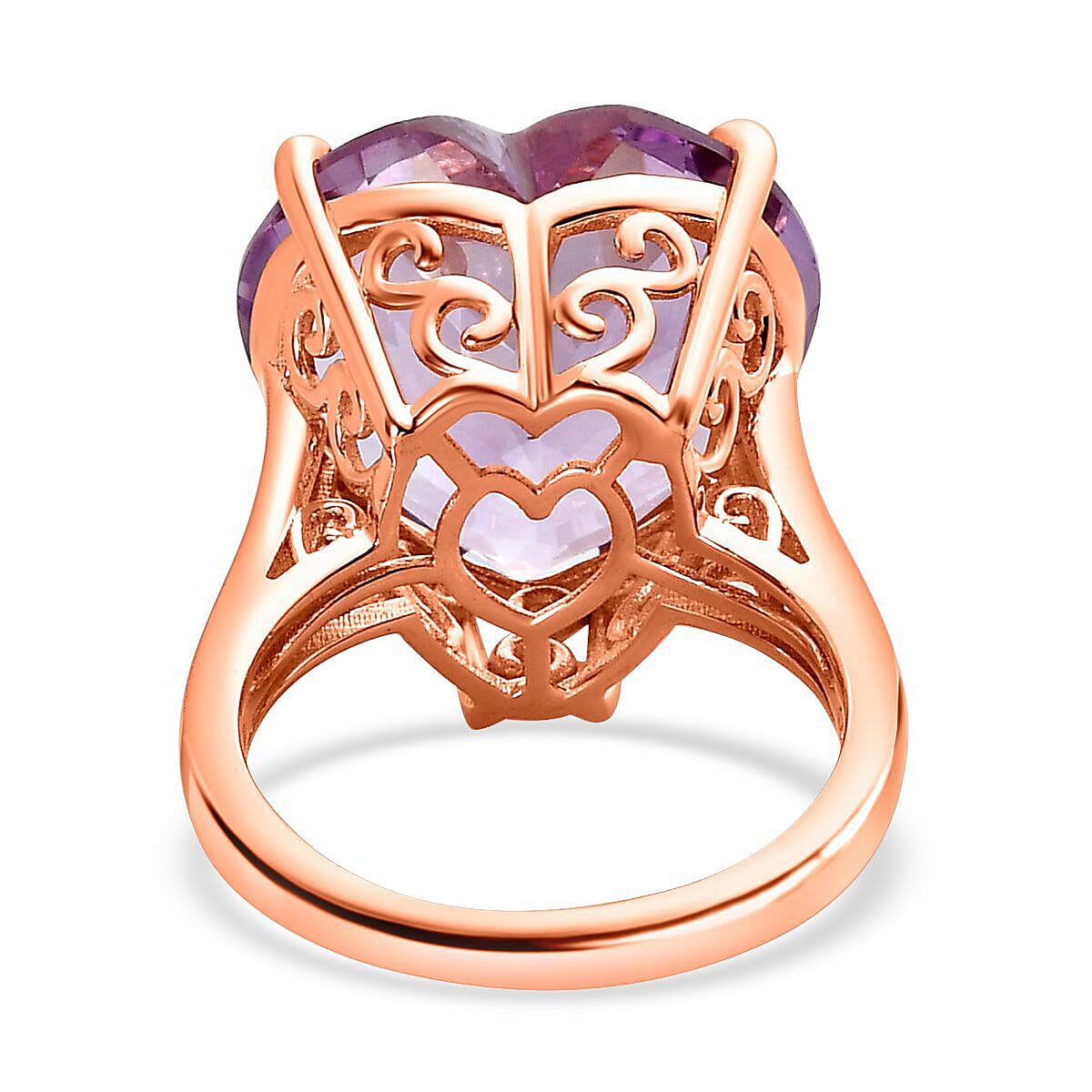 Rose De France Amethyst Ring in 18K Vermeil Rose Gold Plated Sterling Silver 15.00 Ct
