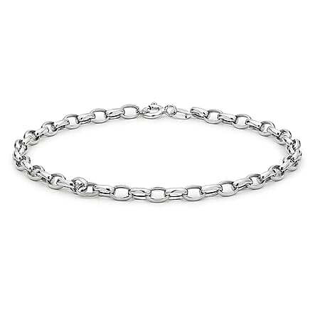 9K White Gold Hollow Oval Belcher Bracelet 7.5 Inch