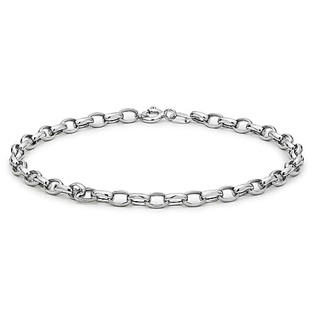 9K White Gold Hollow Oval Belcher Anklet 10 Inch 9K White Gold Hollow Oval Belcher Anklet 10 Inch