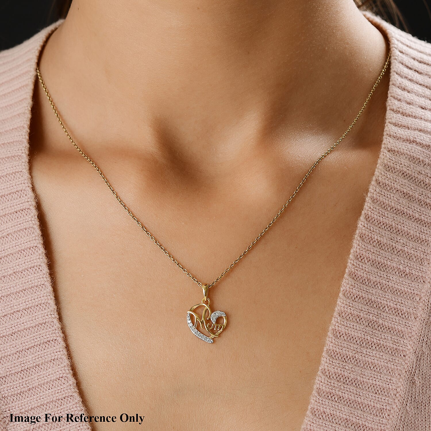 Diamond MUM Pendant in 14K Gold Overlay Sterling Silver 0.15 Ct.