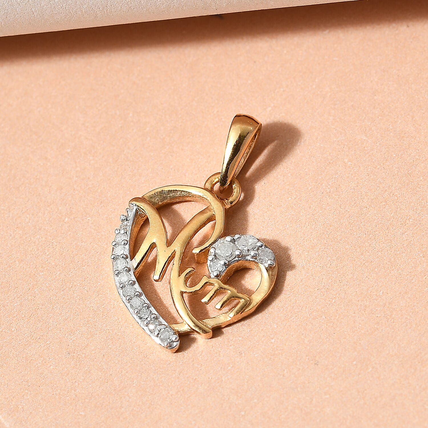 Diamond MUM Pendant in 14K Gold Overlay Sterling Silver 0.15 Ct.