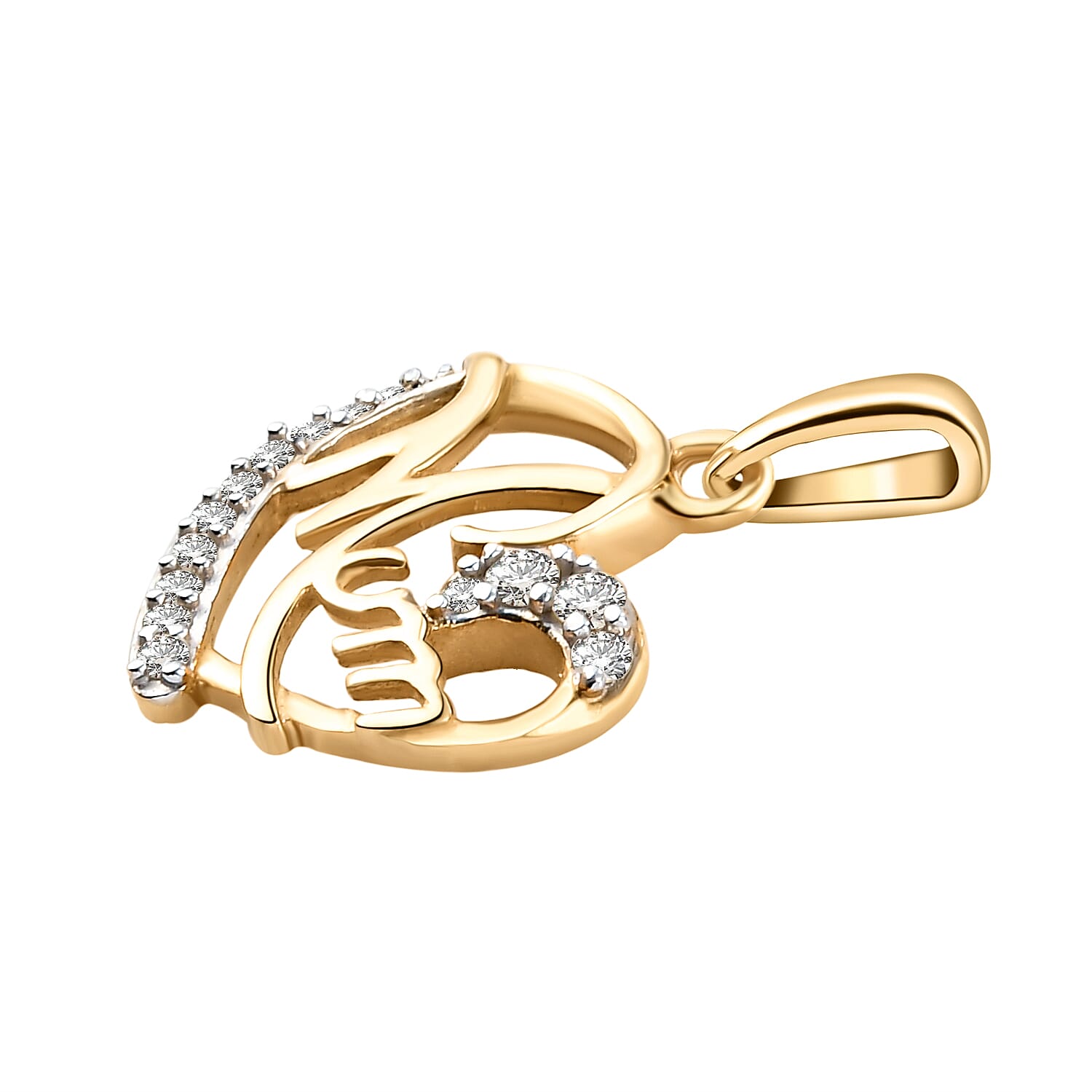 Diamond MUM Pendant in 14K Gold Overlay Sterling Silver 0.15 Ct.