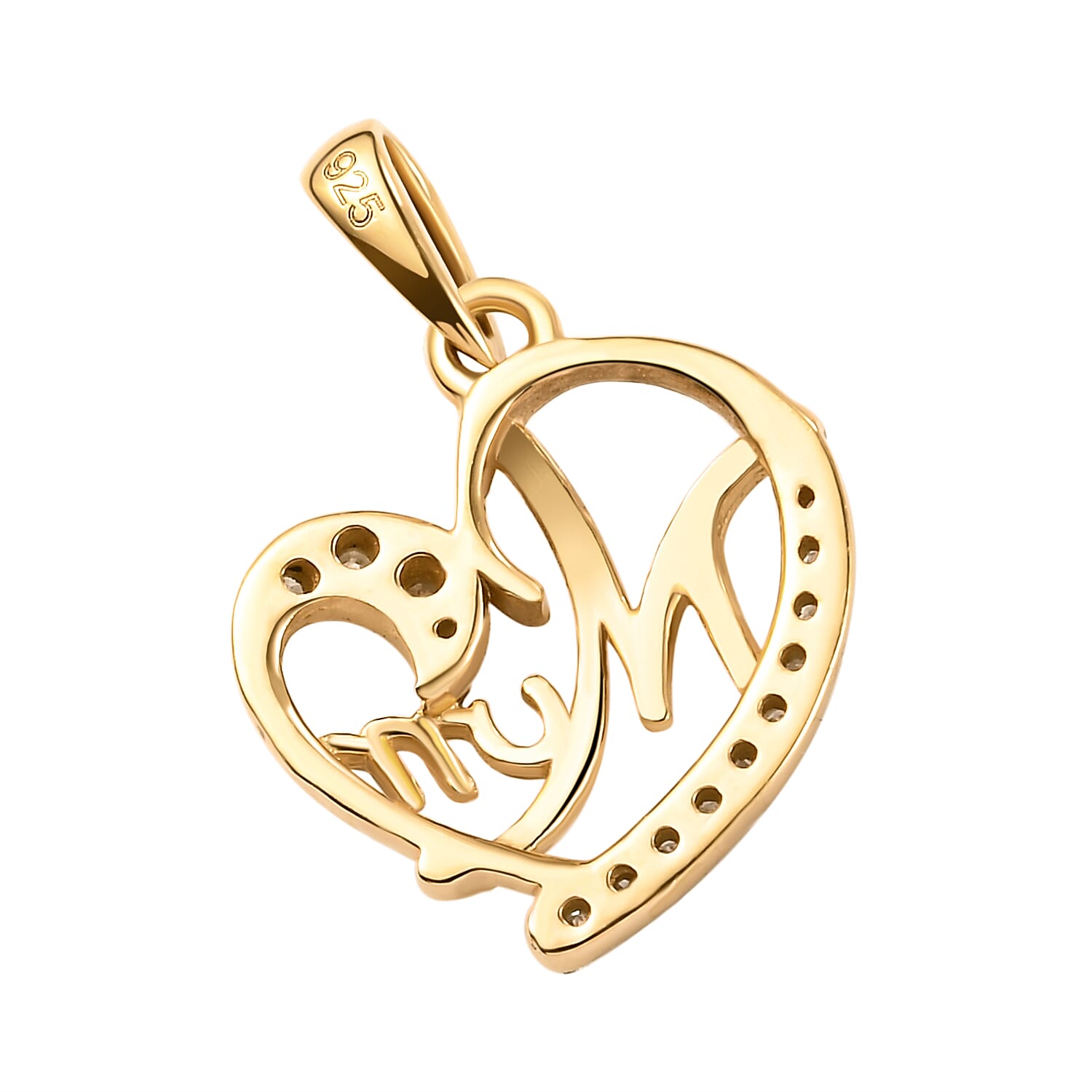 Diamond MUM Pendant in 14K Gold Overlay Sterling Silver 0.15 Ct.