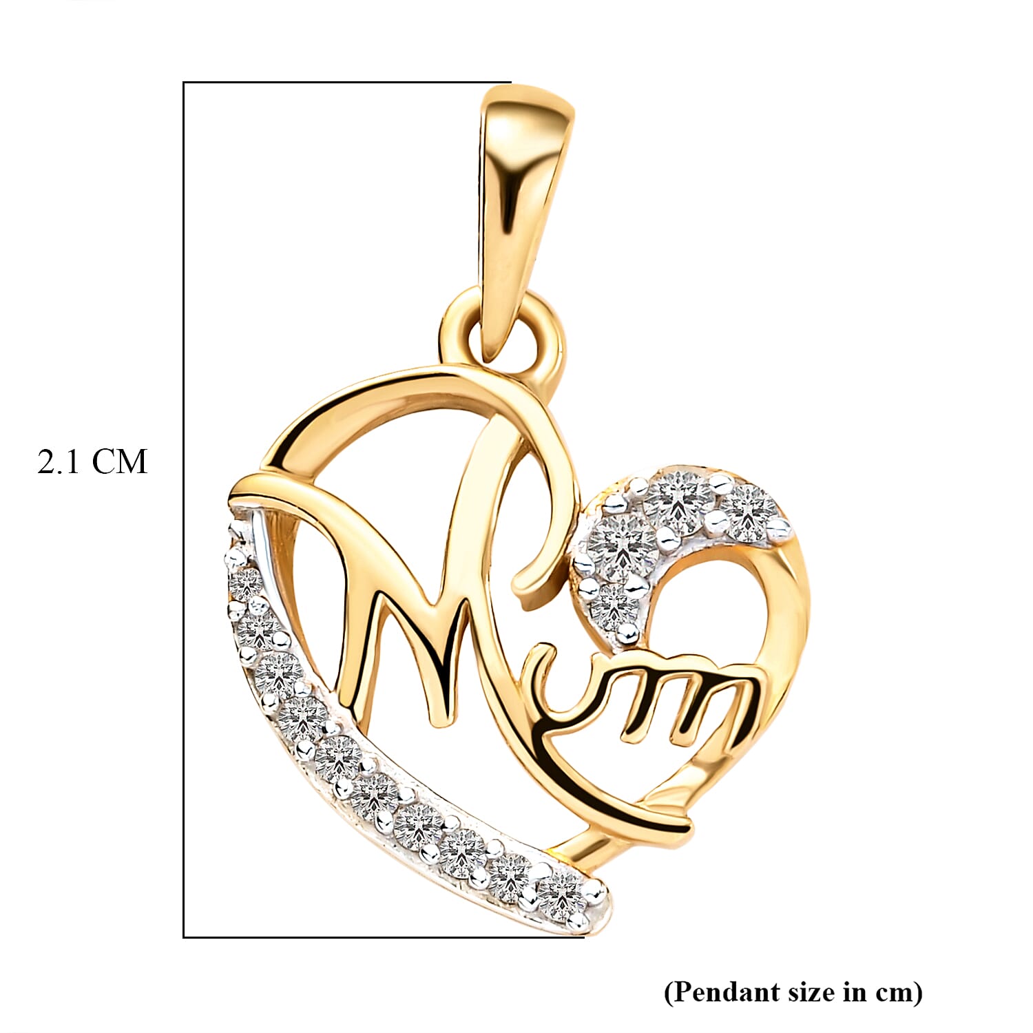 Diamond MUM Pendant in 14K Gold Overlay Sterling Silver 0.15 Ct.