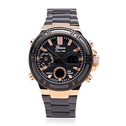 Case allloy case Multifunctional key Movement AL35/Japan Movement electronic Movement Brand GENOA Plated PNP rose gold black plating Dial black multifunctional literal LED rose gold scale