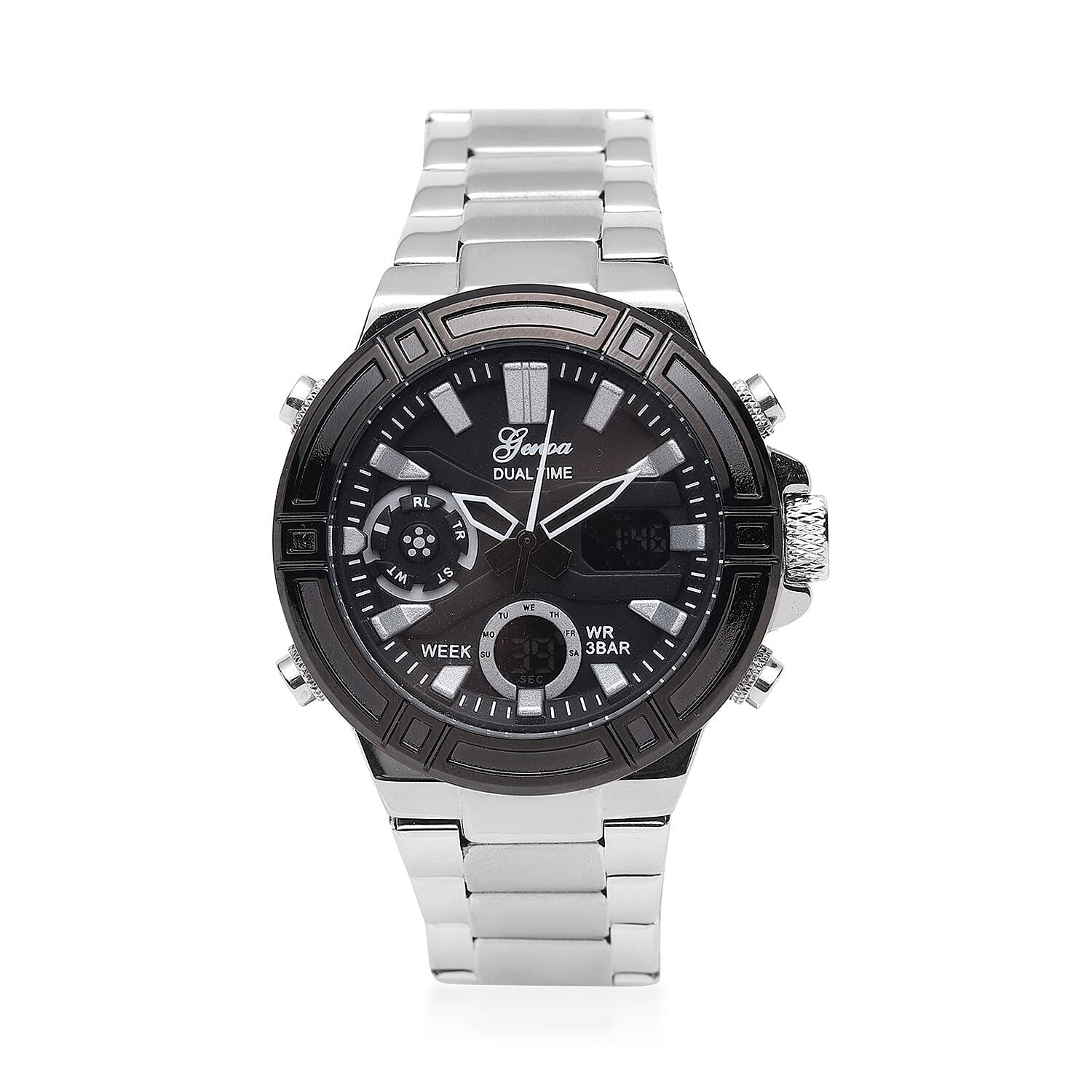 GENOA Japan Movement and Electronic Movement Steel Plated 3ATM Water Resistant Watch with Silver Stainless Steel Strap