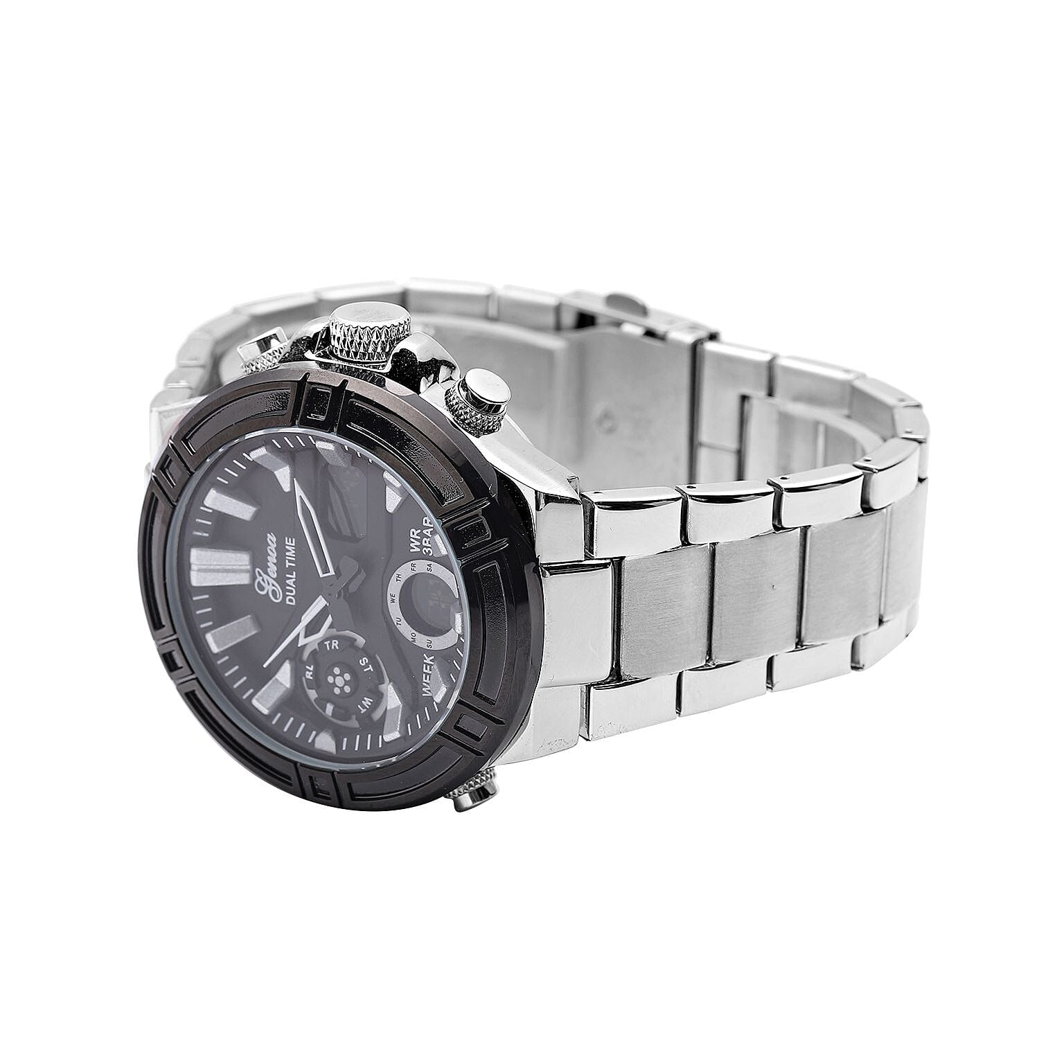 GENOA Japan Movement and Electronic Movement Steel Plated 3ATM Water Resistant Watch with Silver Stainless Steel Strap