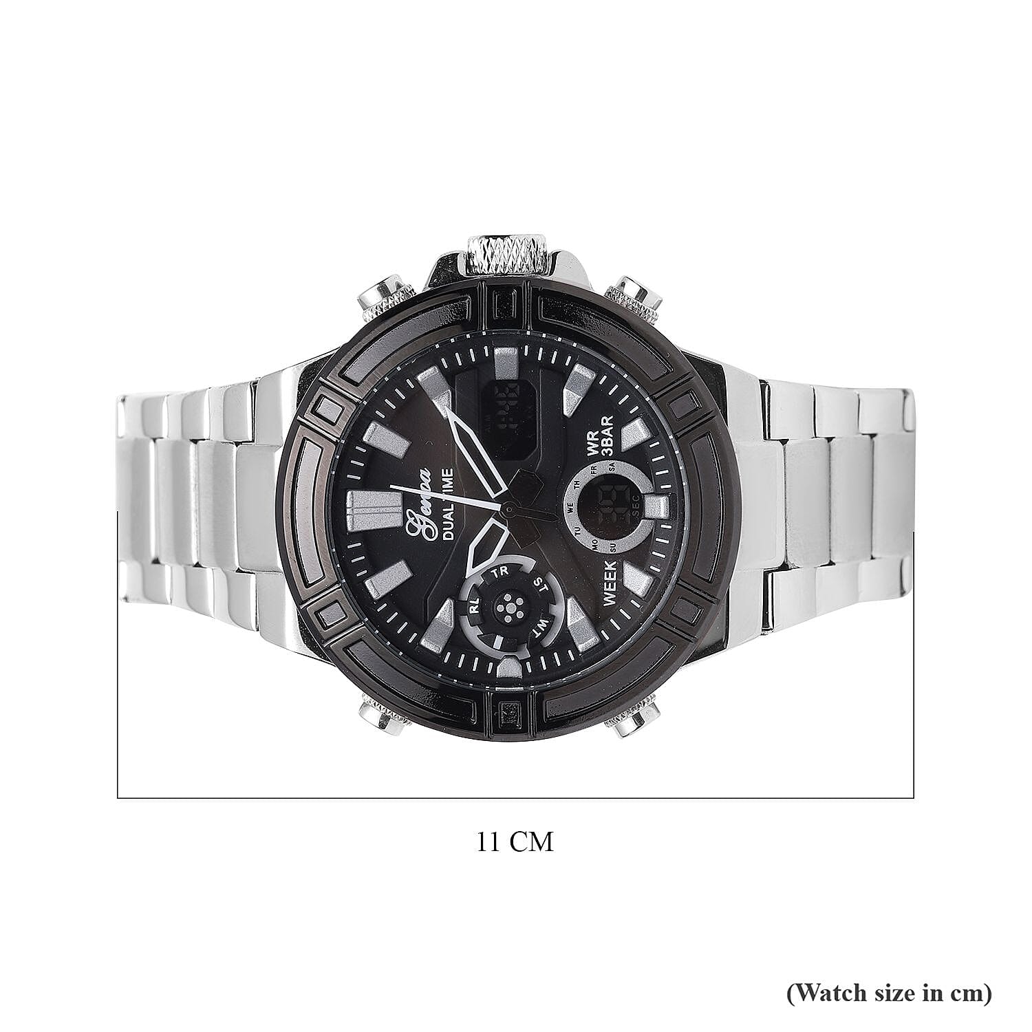 GENOA Japan Movement and Electronic Movement Steel Plated 3ATM Water Resistant Watch with Silver Stainless Steel Strap