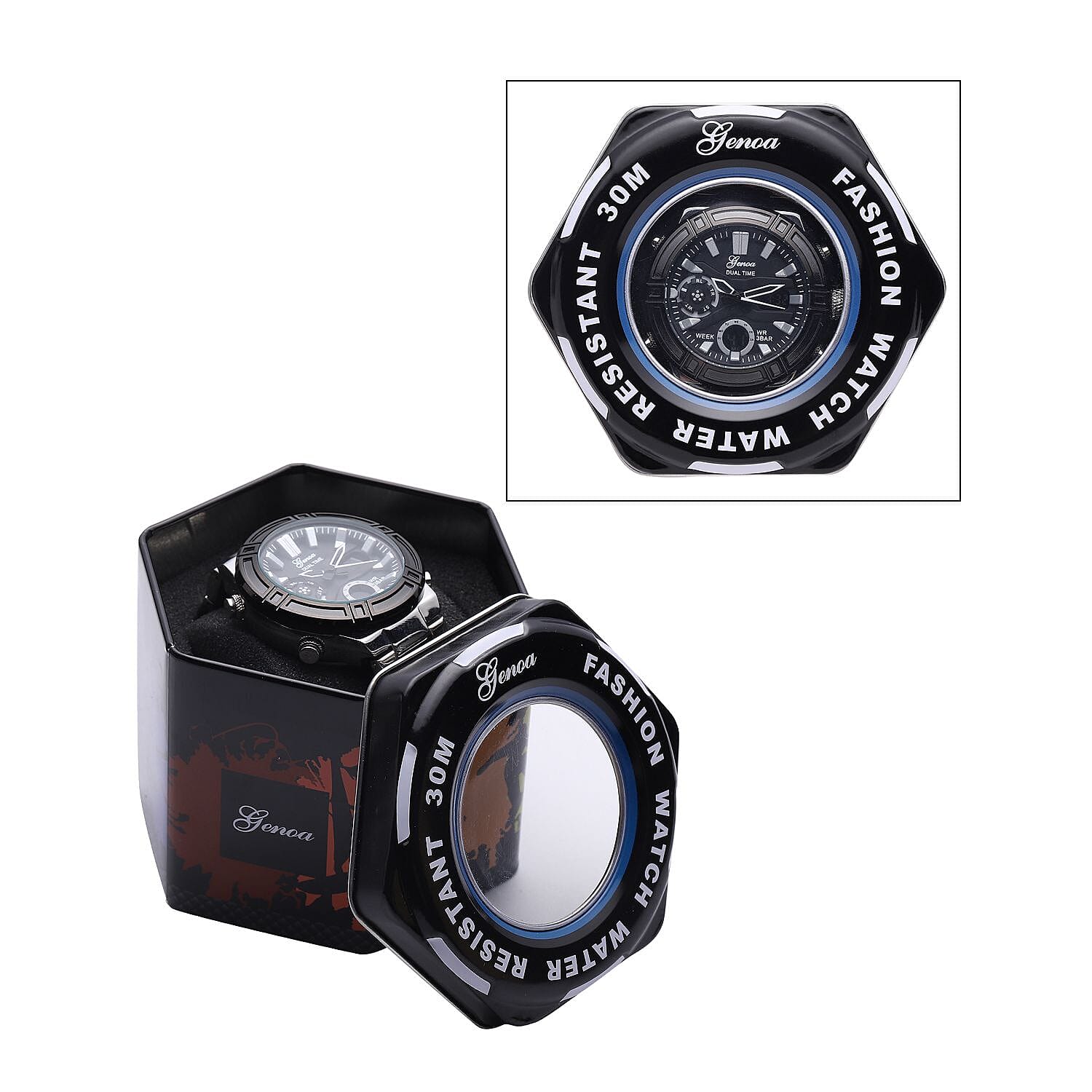 GENOA Japan Movement and Electronic Movement Steel Plated 3ATM Water Resistant Watch with Silver Stainless Steel Strap