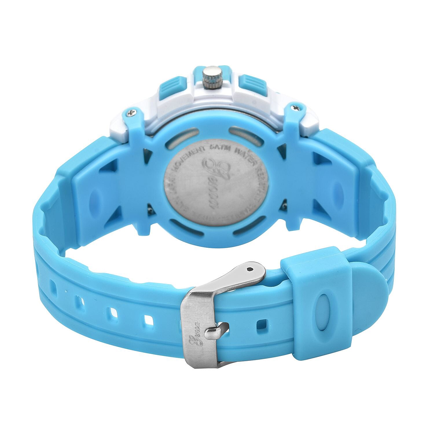 GENOA Japan Movement and Electronic Movement Black Dial 5ATM Water Resistant Watch with Blue Colour Strap