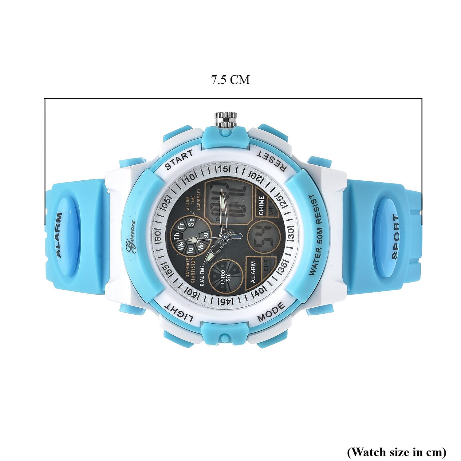 GENOA Japan Movement and Electronic Movement Black Dial 5ATM Water Resistant Watch with Blue Colour Strap