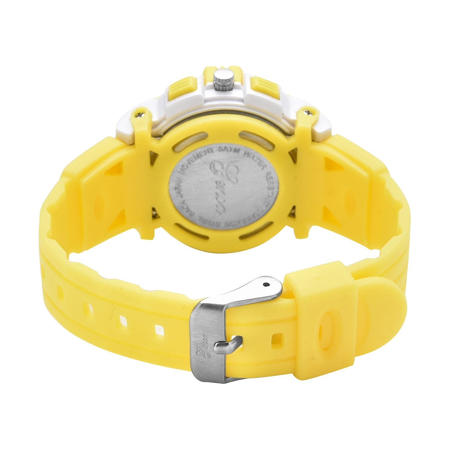 GENOA Japan Movement and Electronic Movement Black Dial 5ATM Water Resistant Watch with Yellow Colour Strap