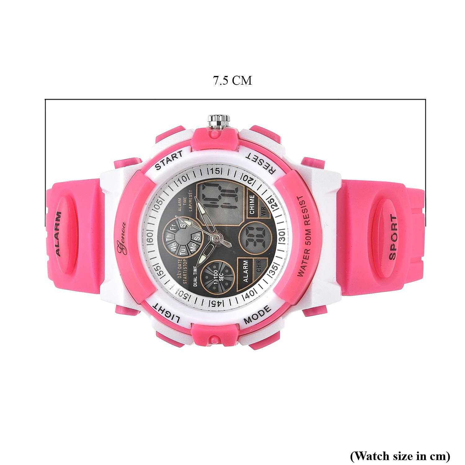 GENOA Japan Movement and Electronic Movement Black Dial 5 ATM Water Resistant Watch with Rose Red Colour Strap