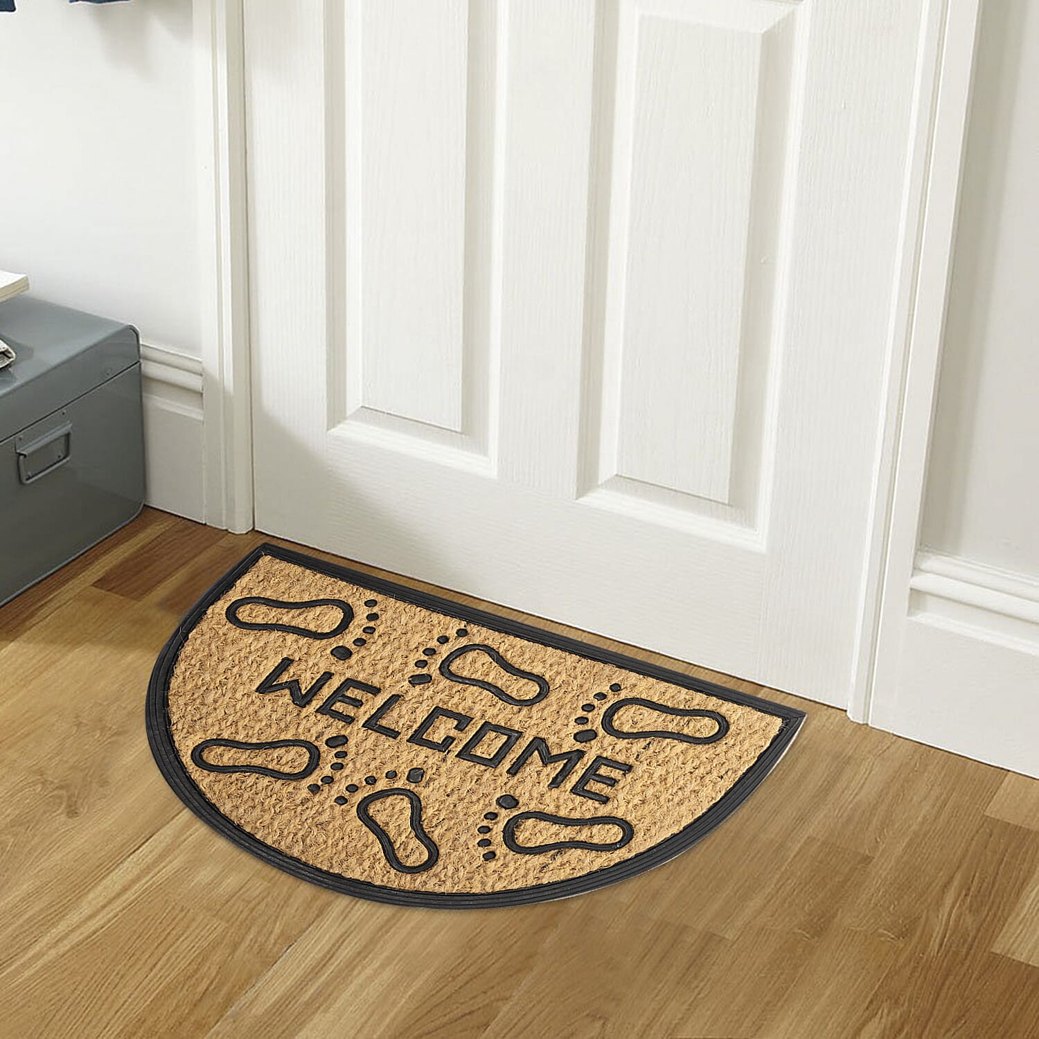 Set of 2 - Rubber Foot Rug and Door Mat (Size 40x60 cm) - Brown & Black