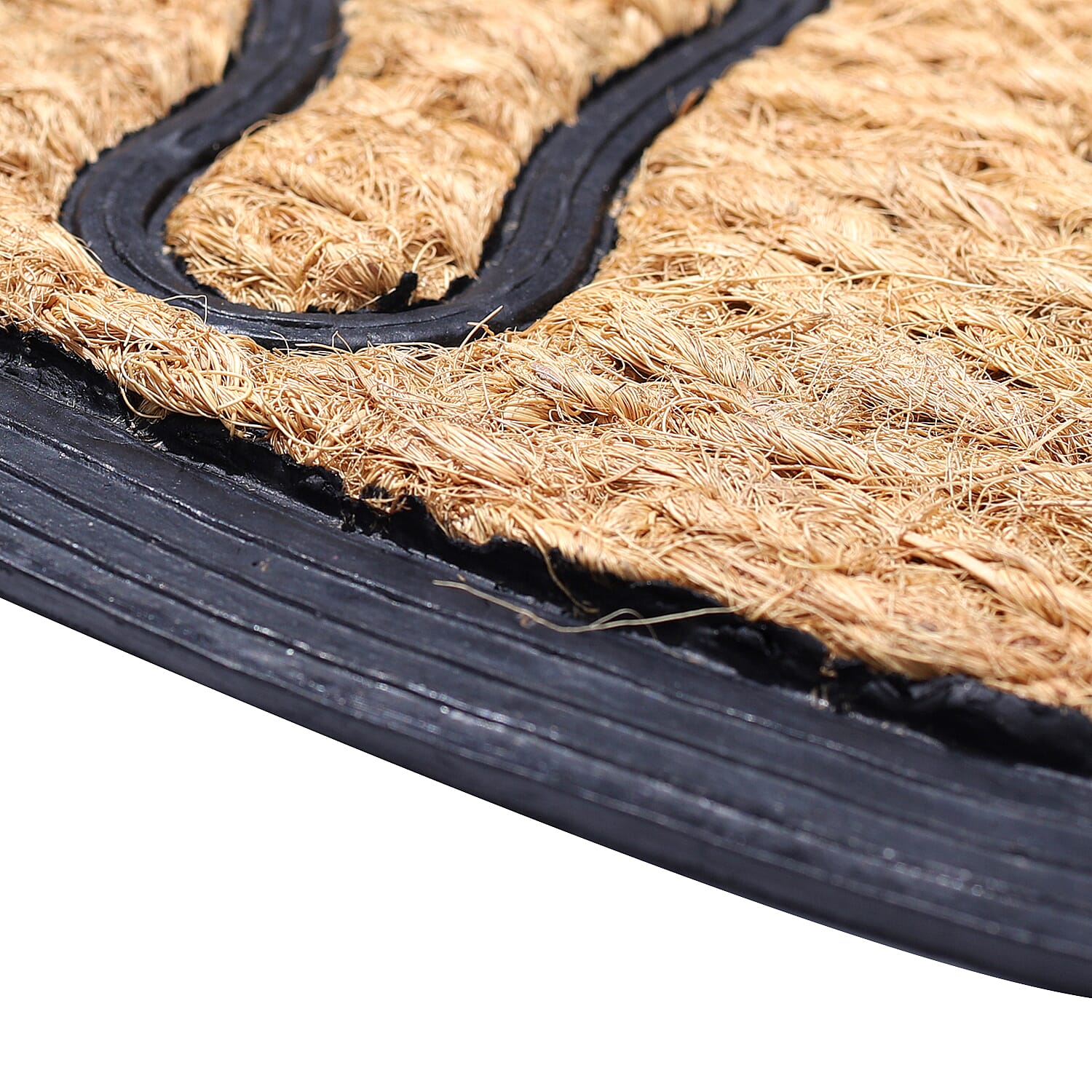 Set of 2 - Rubber Foot Rug and Door Mat (Size 40x60 cm) - Brown & Black