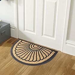 Set of 2 - Rubber Foot Rug and Door Mat (Size 40x60 cm) - Brown & Black