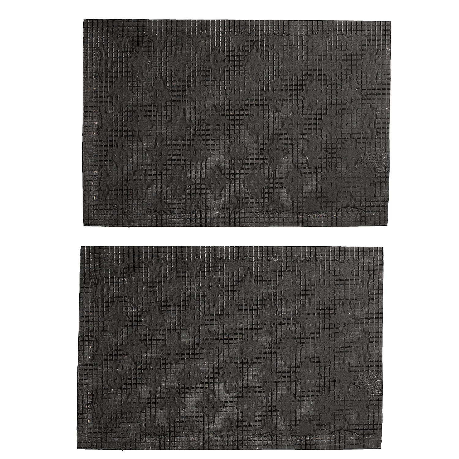 Set of 2 - Rubber Trellis Door Mats (Size 60x40 cm) - Brown & Black