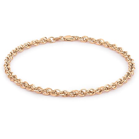 9K Rose Gold Diamond Cut Prince of Wales Bracelet 7.5 Inch