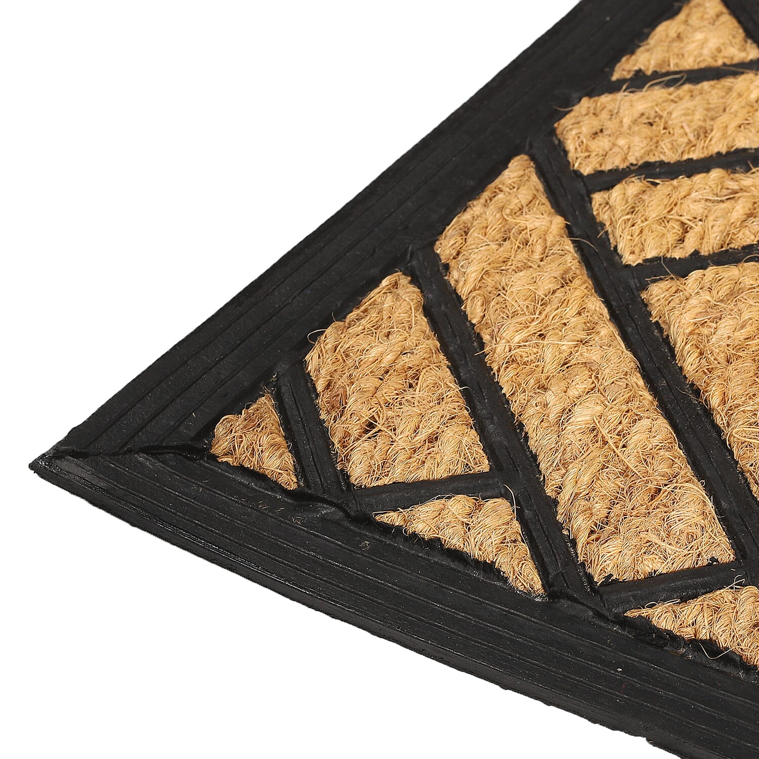 Set of 2 - Rubber Chevron Door Mats (Size 60x40 cm) - Brown & Black