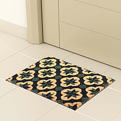 PVC Backed Coir Natural Printed Rug and Door Mat (Size 40x60 cm) - Multi Colour