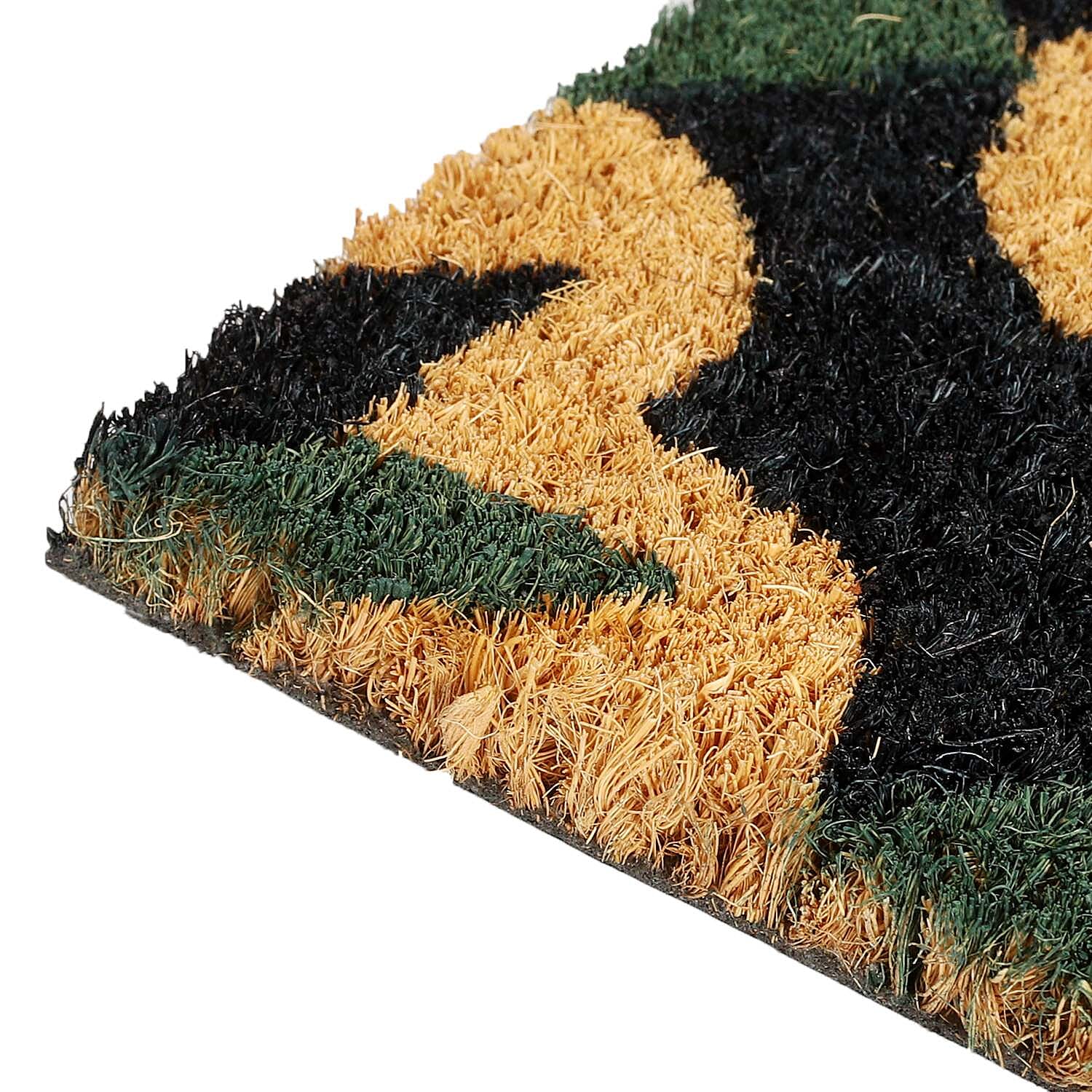 PVC Backed Coir Natural Printed Rug and Door Mat (Size 40x60 cm) - Multi Colour