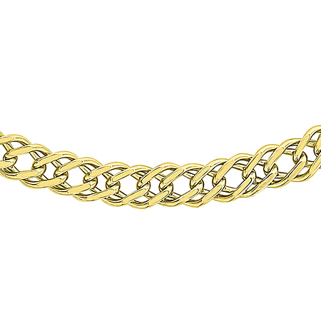 9K Yellow Gold Diamond Cut Double Curb Chain 22 Inch