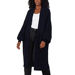NOVA OF LONDON Acrylic Knitted Full Sleeve Long Cardigan - Navy