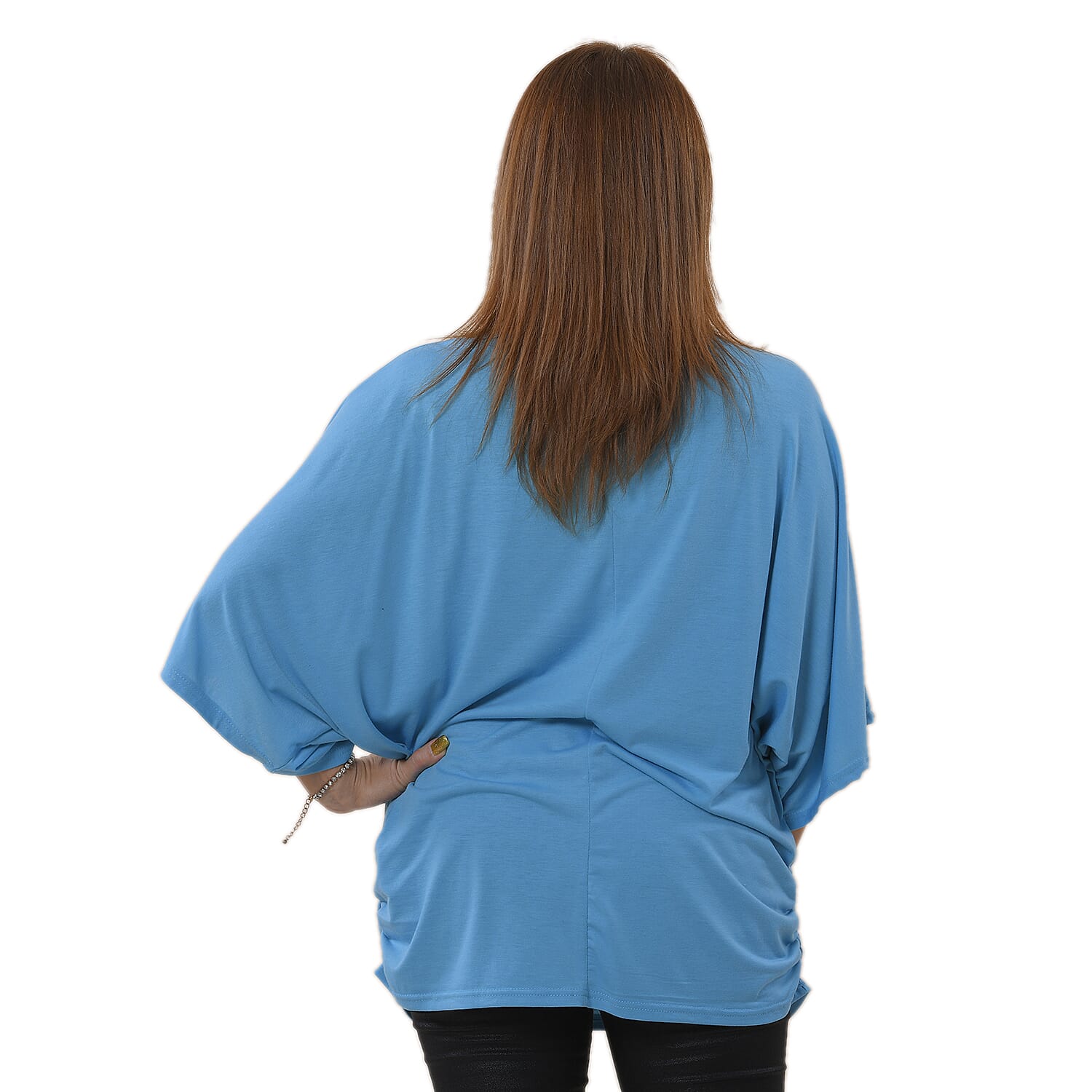 TAMSY V-Neck Knit Drape Top - Blue